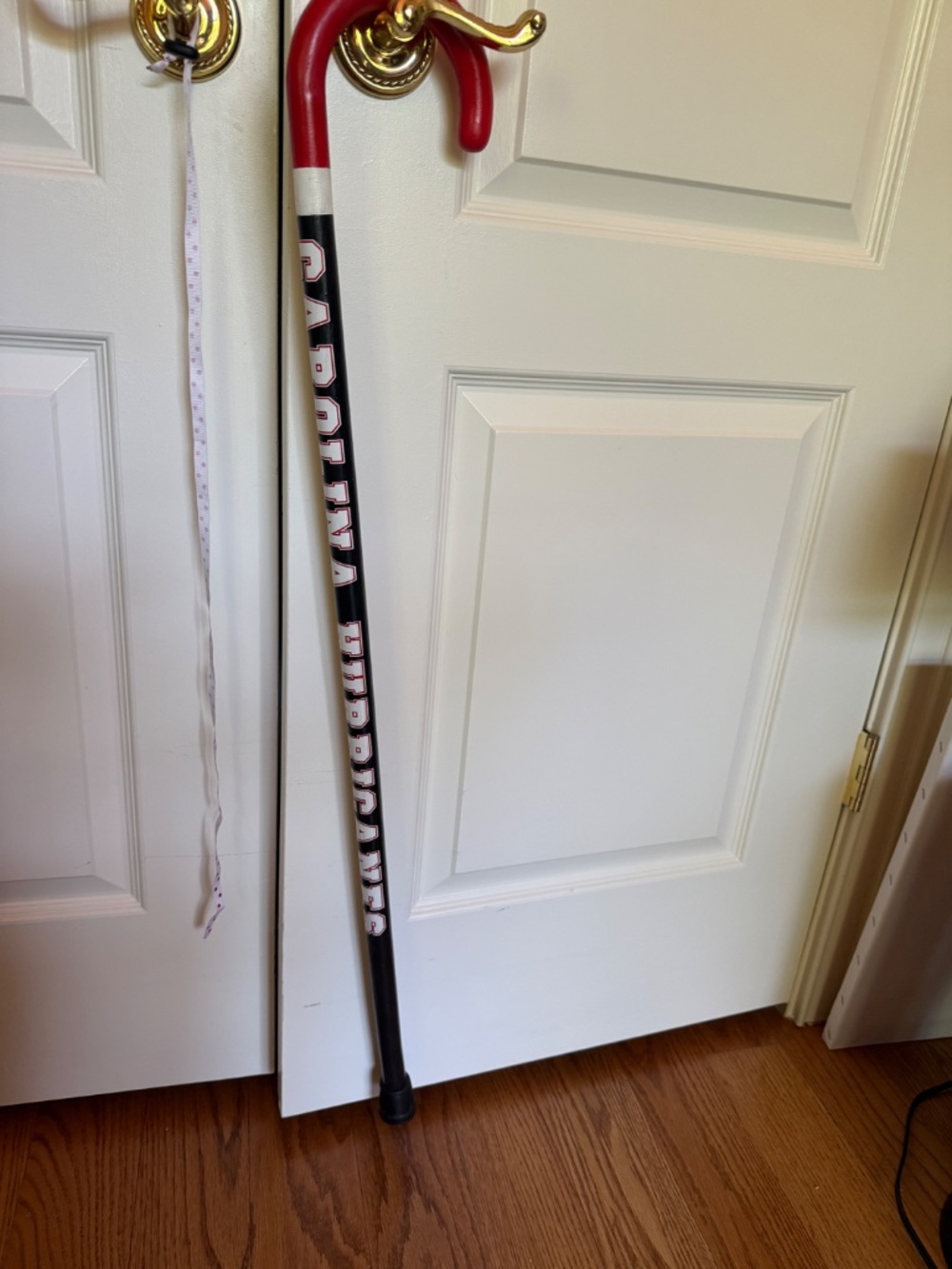 Hand painted Carolina Hurricanes, Wooden walking cane, 36"